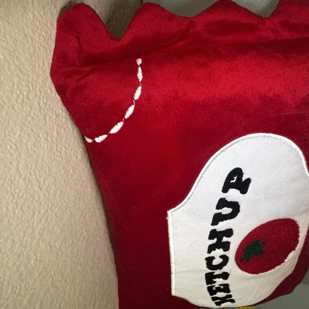 Ketchup And Mustard Packets Pillow Set Fun Food Condiment Home Decor Soft Fuzzy